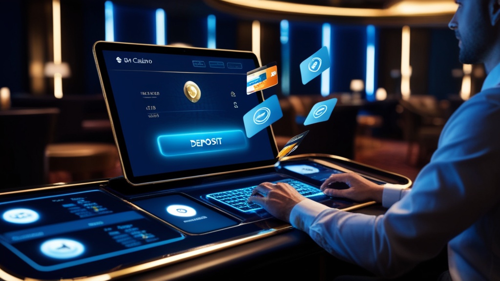 Schermo di deposito online con interfaccia casino in ambiente scuro