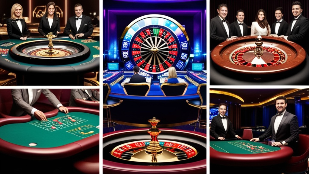 Collage con blackjack, roulette, baccarat e game show nella sezione live