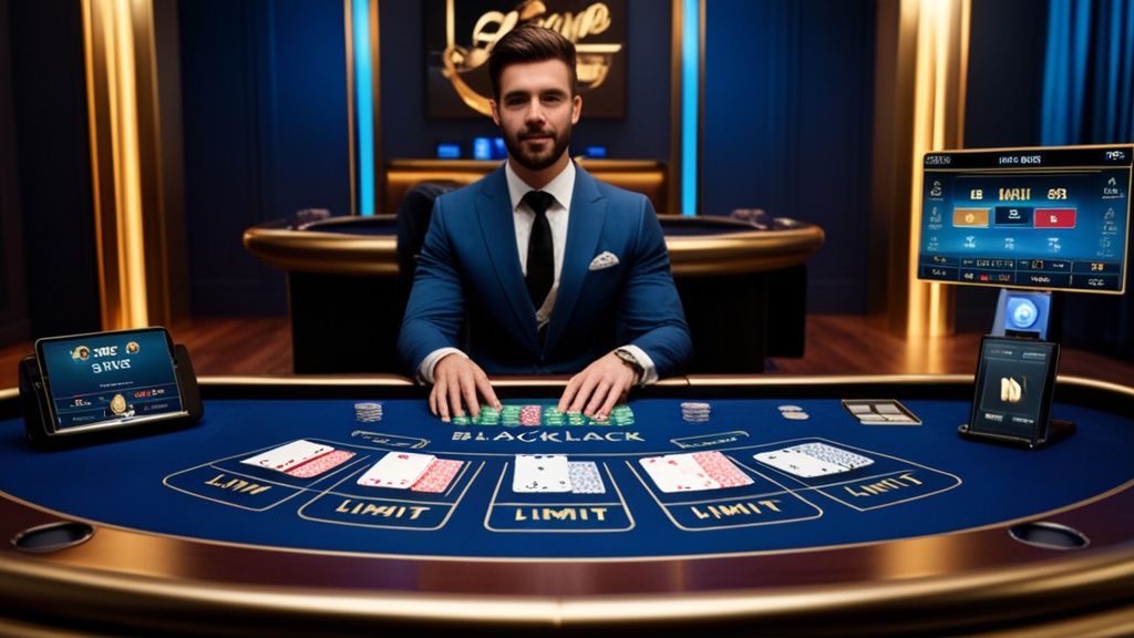 Tavolo live con chip, dealer e interfaccia dei limiti di puntata