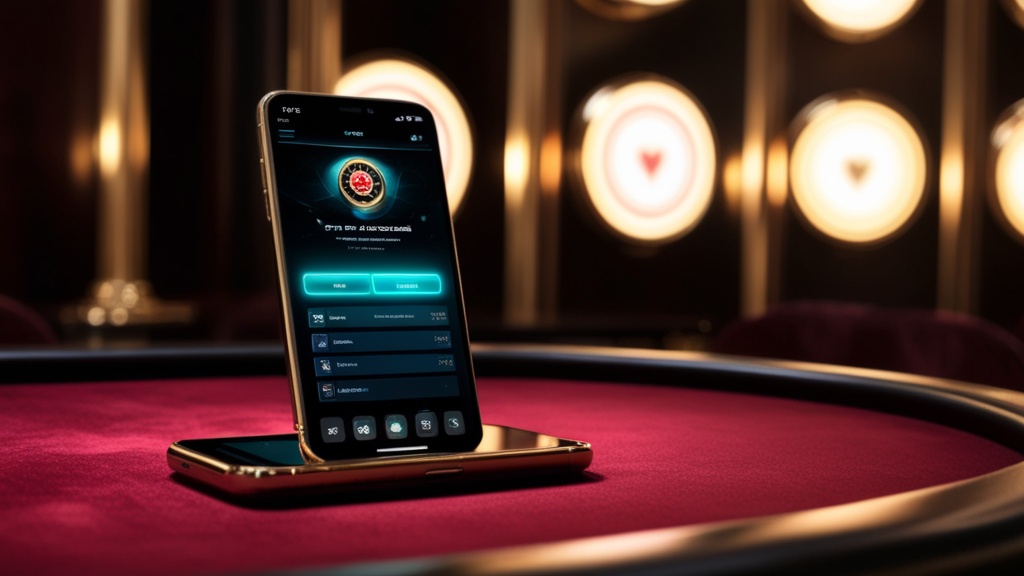 Smartphone con interfaccia mobile illuminata in un ambiente da casino